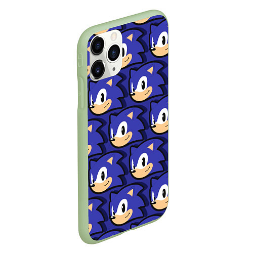 Чехол iPhone 11 Pro матовый Sonic pattern / 3D-Салатовый – фото 2