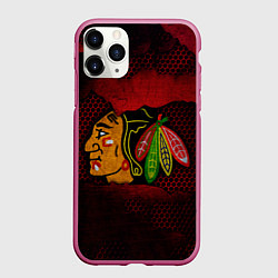 Чехол iPhone 11 Pro матовый CHICAGO NHL, цвет: 3D-малиновый