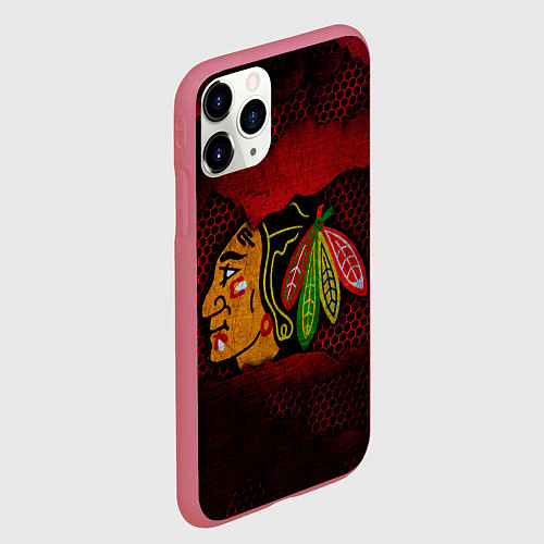 Чехол iPhone 11 Pro матовый CHICAGO NHL / 3D-Малиновый – фото 2