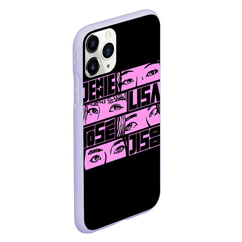 Чехол iPhone 11 Pro матовый Black pink eyes / 3D-Светло-сиреневый – фото 2