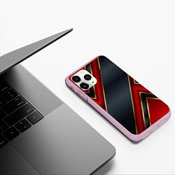 Чехол iPhone 11 Pro матовый Black & Red 3D, цвет: 3D-розовый — фото 2