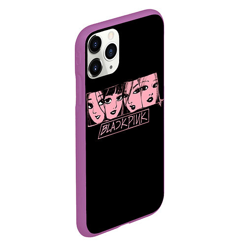 Чехол iPhone 11 Pro матовый Black Pink Art / 3D-Фиолетовый – фото 2