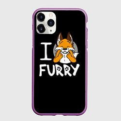 Чехол iPhone 11 Pro матовый I love furry, цвет: 3D-фиолетовый