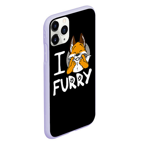 Чехол iPhone 11 Pro матовый I love furry / 3D-Светло-сиреневый – фото 2