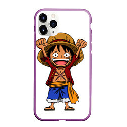 Чехол iPhone 11 Pro матовый One piece Луффи ликует, цвет: 3D-фиолетовый