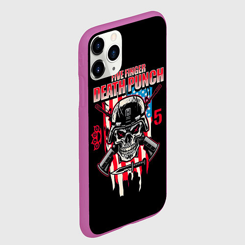 Чехол iPhone 11 Pro матовый 5FDP Five Finger Death Punch / 3D-Фиолетовый – фото 2
