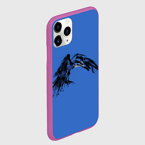 Чехол iPhone 11 Pro матовый Тень ворона / 3D-Фиолетовый – фото 2