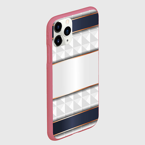 Чехол iPhone 11 Pro матовый White 3d lines / 3D-Малиновый – фото 2