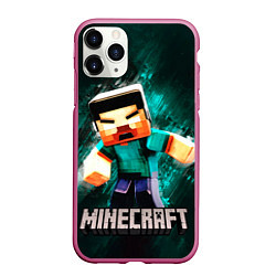 Чехол iPhone 11 Pro матовый MINECRAFT, цвет: 3D-малиновый