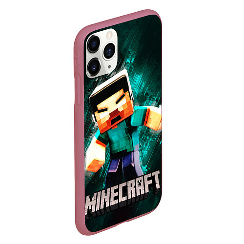 Чехол iPhone 11 Pro матовый MINECRAFT / 3D-Малиновый – фото 2