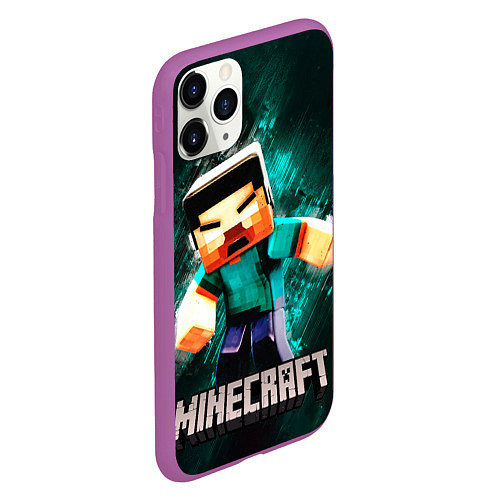 Чехол iPhone 11 Pro матовый MINECRAFT / 3D-Фиолетовый – фото 2