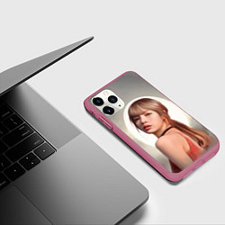 Чехол iPhone 11 Pro матовый Лиса маслом, цвет: 3D-малиновый — фото 2