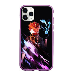 Чехол iPhone 11 Pro матовый ТАРТАЛЬЯ - GENSHIN IMPACT NEON