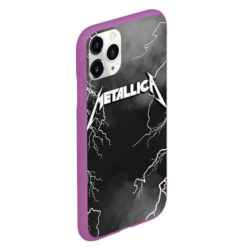 Чехол iPhone 11 Pro матовый METALLICA РАЗРЯД МОЛНИИ / 3D-Фиолетовый – фото 2