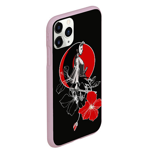 Чехол iPhone 11 Pro матовый Девушка-кошка-самурай / 3D-Розовый – фото 2