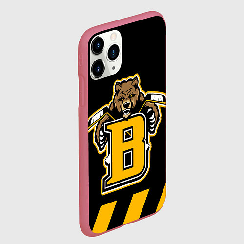 Чехол iPhone 11 Pro матовый BOSTON BRUINS / 3D-Малиновый – фото 2