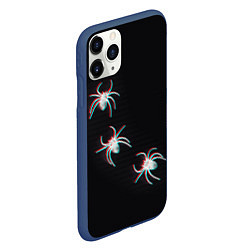 Чехол iPhone 11 Pro матовый ПАУКИ ГЛИТЧ GLITCH SPIDERS, цвет: 3D-тёмно-синий — фото 2