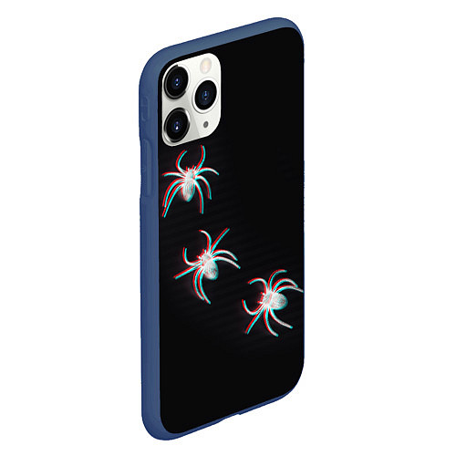 Чехол iPhone 11 Pro матовый ПАУКИ ГЛИТЧ GLITCH SPIDERS / 3D-Тёмно-синий – фото 2