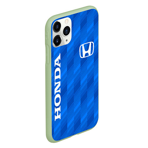Чехол iPhone 11 Pro матовый HONDA BLUE ХОНДА СИНИЙ / 3D-Салатовый – фото 2