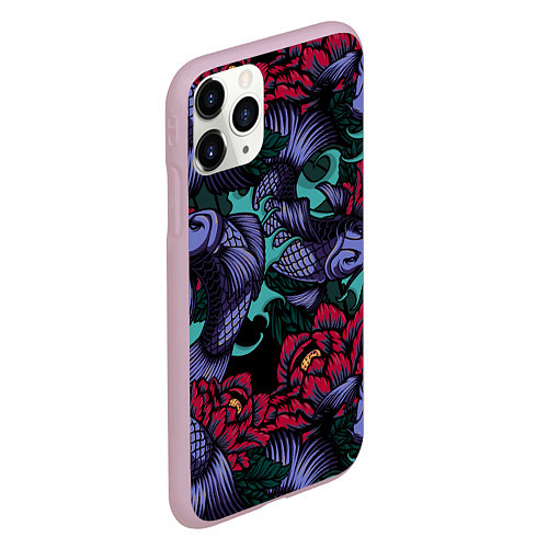 Чехол iPhone 11 Pro матовый Японские карпы / 3D-Розовый – фото 2