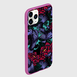 Чехол iPhone 11 Pro матовый Японские карпы, цвет: 3D-фиолетовый — фото 2