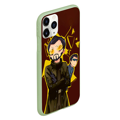 Чехол iPhone 11 Pro матовый Anime Adam Jensen / 3D-Салатовый – фото 2