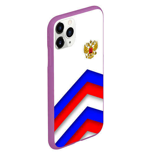 Чехол iPhone 11 Pro матовый РОССИЯ ФОРМА АБСТРАКТНЫЙ / 3D-Фиолетовый – фото 2