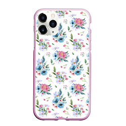 Чехол iPhone 11 Pro матовый Весенние акварельные цветы, цвет: 3D-розовый