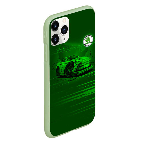 Чехол iPhone 11 Pro матовый Skoda / 3D-Салатовый – фото 2