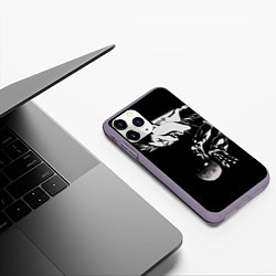 Чехол iPhone 11 Pro матовый Рюк и яблоко Death Note, цвет: 3D-серый — фото 2