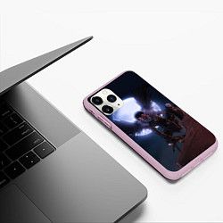 Чехол iPhone 11 Pro матовый РЮК на фоне луны, цвет: 3D-розовый — фото 2