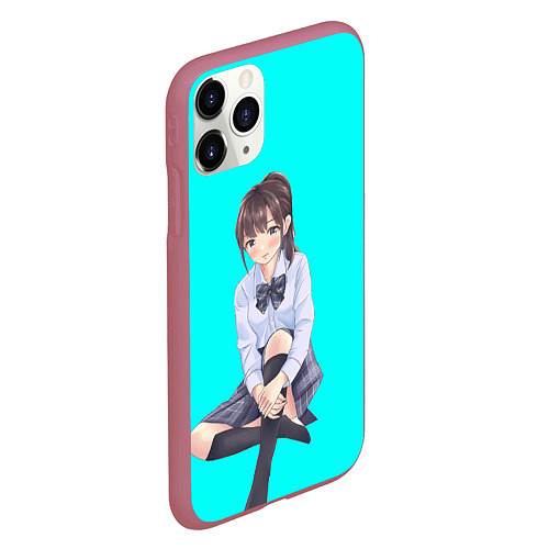 Чехол iPhone 11 Pro матовый Anime girl / 3D-Малиновый – фото 2