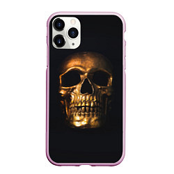 Чехол iPhone 11 Pro матовый Golden Skull, цвет: 3D-розовый