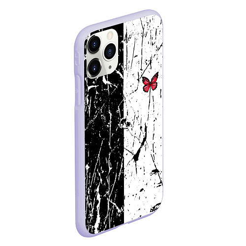 Чехол iPhone 11 Pro матовый ЧБ ГРАНЖ RED BUTTERFLY Z / 3D-Светло-сиреневый – фото 2