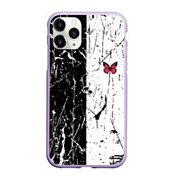 Чехол iPhone 11 Pro матовый ЧБ ГРАНЖ RED BUTTERFLY Z, цвет: 3D-светло-сиреневый