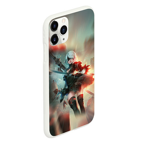 Чехол iPhone 11 Pro матовый 2B Nier Automata Z / 3D-Белый – фото 2