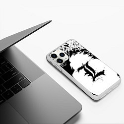 Чехол iPhone 11 Pro матовый Death Note черная краска, цвет: 3D-белый — фото 2