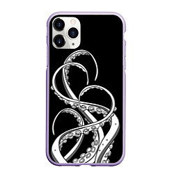 Чехол iPhone 11 Pro матовый Octopus Black and White, цвет: 3D-светло-сиреневый