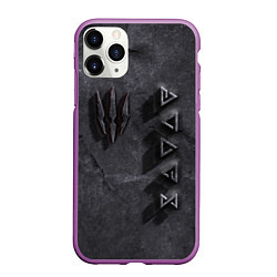 Чехол iPhone 11 Pro матовый THE WITCHER КАМЕНЬ, цвет: 3D-фиолетовый