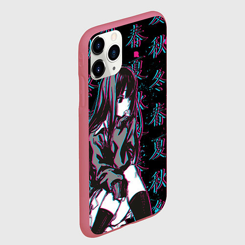 Чехол iPhone 11 Pro матовый Sad Anime Girl / 3D-Малиновый – фото 2