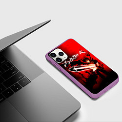 Чехол iPhone 11 Pro матовый Чёрный Аста красный туман, цвет: 3D-фиолетовый — фото 2