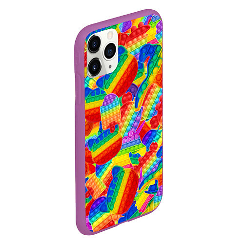 Чехол iPhone 11 Pro матовый Разные Pop It масляная краска / 3D-Фиолетовый – фото 2