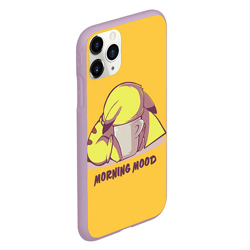 Чехол iPhone 11 Pro матовый Pikachu morning mood / 3D-Сиреневый – фото 2