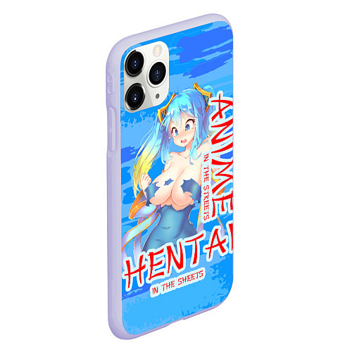 Чехол iPhone 11 Pro матовый Anime vs Hentai / 3D-Светло-сиреневый – фото 2