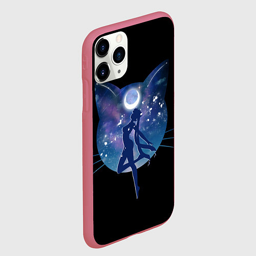 Чехол iPhone 11 Pro матовый Sailor Moon силуэт / 3D-Малиновый – фото 2