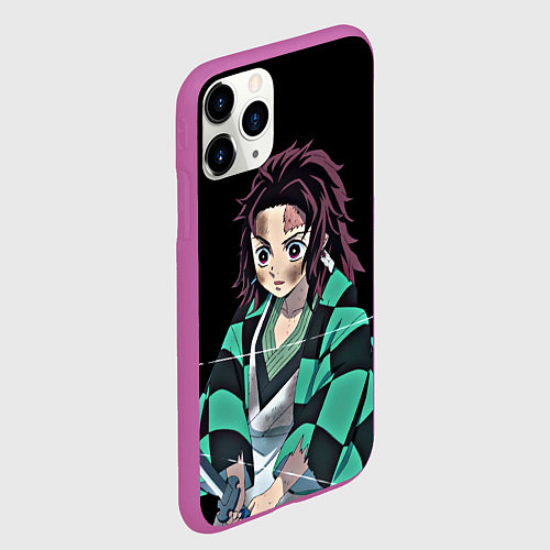 Чехол iPhone 11 Pro матовый Клинок, рассекающий демонов / 3D-Фиолетовый – фото 2