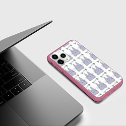 Чехол iPhone 11 Pro матовый Кот каваий, цвет: 3D-малиновый — фото 2