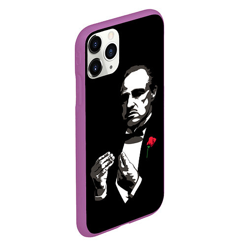 Чехол iPhone 11 Pro матовый Крёстный Отец The Godfather / 3D-Фиолетовый – фото 2