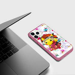 Чехол iPhone 11 Pro матовый Пикачу - Гейша, цвет: 3D-малиновый — фото 2