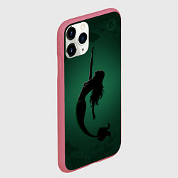 Чехол iPhone 11 Pro матовый Русалка силуэт, цвет: 3D-малиновый — фото 2